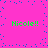 Bright pink background with scattered blue squares and four instances of green text reading "Nicole!!" arranged in a pattern