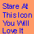 A static 50x50 pixel buddy icon with orange background, blue text, and a white cartoon face on the right side.