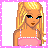 Pixel art contact sheet showing three frames of a cartoon girl character with blonde hair, pink top, black skirt, and accessories in a 3x2 grid layout.