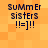 Pixelated text 'SUMMER sisters !!=]!!' on orange checkerboard background with no visible animation changes.