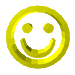A 4x4 contact sheet of yellow 3D smiley face icons in various orientations and rotations, displayed on a gray background.