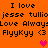 Orange background with repeated black text and pink heart symbols in a pixelated style.