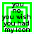 Green square icon with layered white borders and black text reading "you no you wish you had my icon" in a pixelated font.