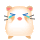 Pixelated cartoon hamster with pink cheeks, blue eyes, and brown feet stands against gray background; one eye blinks closed in first frame.