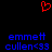 Red pixelated heart symbol above blue text reading 'emmett cullen<33' on black background.