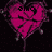 Three pink heart-shaped icons with dark outlines and dripping effects, each displaying different text: 'Omg', 'Bryan', and 'heart' in pixelated font.