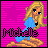 A 4x4 contact sheet of a pixel art animation featuring a blonde woman in blue dress sitting on sand with 'Molls' text, displayed across 16 frames.