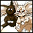 Two pixelated anime-style characters in a close embrace, one dark brown with large eyes and the other light beige with closed eyes and a blush, against a white background.
