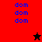 A split-screen icon with red and dark-red backgrounds displaying blue 'dom' text, a black star on the top-right , and a red star on the bottom-left