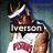 A pixelated figure in a white sleeveless shirt with red text, wearing a blue-and-white headband, with the word 'Iverson' overlaid in a dark rectangle.