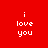 Red background with white text 'i love you' and pink rectangular overlays shifting across the text in four distinct configurations.