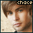 A 3x3 contact sheet of nine animated frames showing a young man's face with subtle expression changes across the sequence, each frame labeled "chace" at top and featuring a small heart symbol below his chin on a beige background.