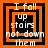 Four identical square arranged in a , each containing orange and black concentric squares with white text reading "I fall up stairs not down them"