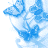 Blue-toned pixel art of a stylized face with multiple eyes, featuring text labels 'BEHIND', 'BLUE', and 'EYES' in light blue font across the image.