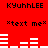 Red background with black text 'KYUHLEE' and '*text me*' above and below white horizontal bar graphs that change shape across frames.