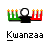 A 3x3 contact sheet of eight animated frames showing a Kwanzaa candle holder with seven candles (three green, one black, three red) and a white circular center, each frame labeled "Kwanzaa" below.