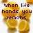 Yellow lemon slices on white background with dark purple pixelated text reading 'when life hands you lemons', 'choke on them and die', 'you stupid lemon eater'.