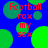 Blue background with green circles and red text reading Football rox my sox in pixelated font.