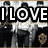 Black-and-white group photo of young men with text overlays reading "I LOVE THE JONAS" and "OTHER" in bold white letters on black backgrounds.