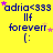 Yellow background with blue text "adria<333" above "llf" and "foreverr (:" repeated in a , pink stars scattered throughout