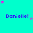 Cyan background with repeated 'Danielle!' text and scattered pink and purple stars in a