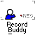 A pixelated blue figure with white head holds a red 'REC' icon, displaying text variations about recording status against gray background.
