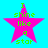 A pink star-shaped icon with green text "I shine like a star" on a cyan background, showing animation changes in the top-left corner.