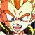 Pixelated character with orange hair, white face, dark blue eyes, and red mouth in a wide grin.