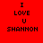 Red background with black pixelated text reading "I LOVE U SHANNON" arranged in three across a of repeated identical