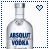 Two side-by-side animated frames of a pixelated Absolut Vodka bottle icon with heart symbols changing color between frames.