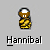 Pixelated icon of a figure in yellow and brown attire with white eyes, standing above the text 'Hannibal' on gray background.