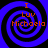 Four identical spiral patterns with blue and black concentric circles, each containing orange text reading "I Luv Michaela" in a pixelated font.
