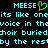 Pixelated cyan text on black background with green heart symbol replacing 'E' in 'MEES', repeated phrase 'its like oneits like one voice in thevoice in the choir buriedchoir buried by the restby the rest'