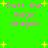 Green background with pink text reading "Puff the magic dragon" and scattered yellow star shapes.