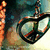 Pixelated image of a character holding a glowing object near a large circular device with reflective surfaces.