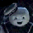 Pixelated cartoon character with gray skin and a wide grin on left side, white pixel text 'I'm your worst nightmare' on right side against black background.