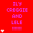 Red background with purple text reading 'ILY CREGGIE AND LELE !!!!!' and white star icons in three , each showing different star counts