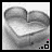 A grayscale heart-shaped cookie cutter animation with pink square and dot accents, displayed as a 3x3 contact sheet of eight frames showing subtle outline variations.