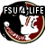 Four circular FSU Seminoles-themed icons with text overlays, featuring a white mascot head on red and black backgrounds.