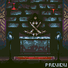 Pixel art depiction of a figure in a meditative pose atop an altar-like structure within a dimly lit, stone-walled chamber with torches and ornate pillars.