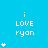 A static image with a bright blue background displays repeated text "i LOVE ryan" in white pixelated font, accompanied by varying numbers of white star symbols.
