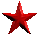 Red star-shaped icons in various sizes and orientations displayed on a gray background.