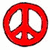 Six peace sign icons arranged in two of three, each with a distinct solid color border and white interior
