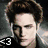Pixelated collage of four distinct sections featuring a person with brown hair, red lips, and text elements including "Twilight" and "Dazzling vampire".