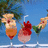 Two cocktail glasses with flowers float against a blue sky background, text changes from 'I Love Ayden' to 'SO MUCH'.