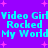 Pixelated cyan text repeats 'Video Girl Rocked My World' on a purple background with pink starbursts, no visible animation changes.