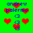 Green background with blue text 'andrew palermo' and red heart shapes, some hearts animated to change position.
