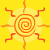 A 5x5 contact sheet of a static animated sun icon with yellow and orange spiral patterns on a gradient background, showing no visible text or distinct characters.