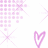 A 4-frame animated contact sheet of a pink and purple pixel art icon featuring hearts, grid patterns, and scattered letters on a white background with gray transparency.
