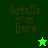 Pixelated text 'Lorelle was here' on green backgrounds with a star icon changing color between frames.